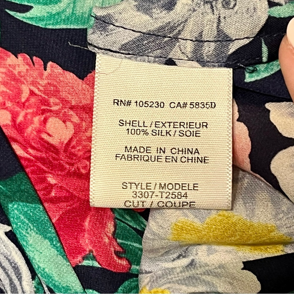 SOLD EUC Joie Blue and Green Floral Roses Print Silk Blouse - Picture 5 of 5